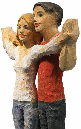 Sculpture "Lovers", finition en bois moulé von Michael Pickl