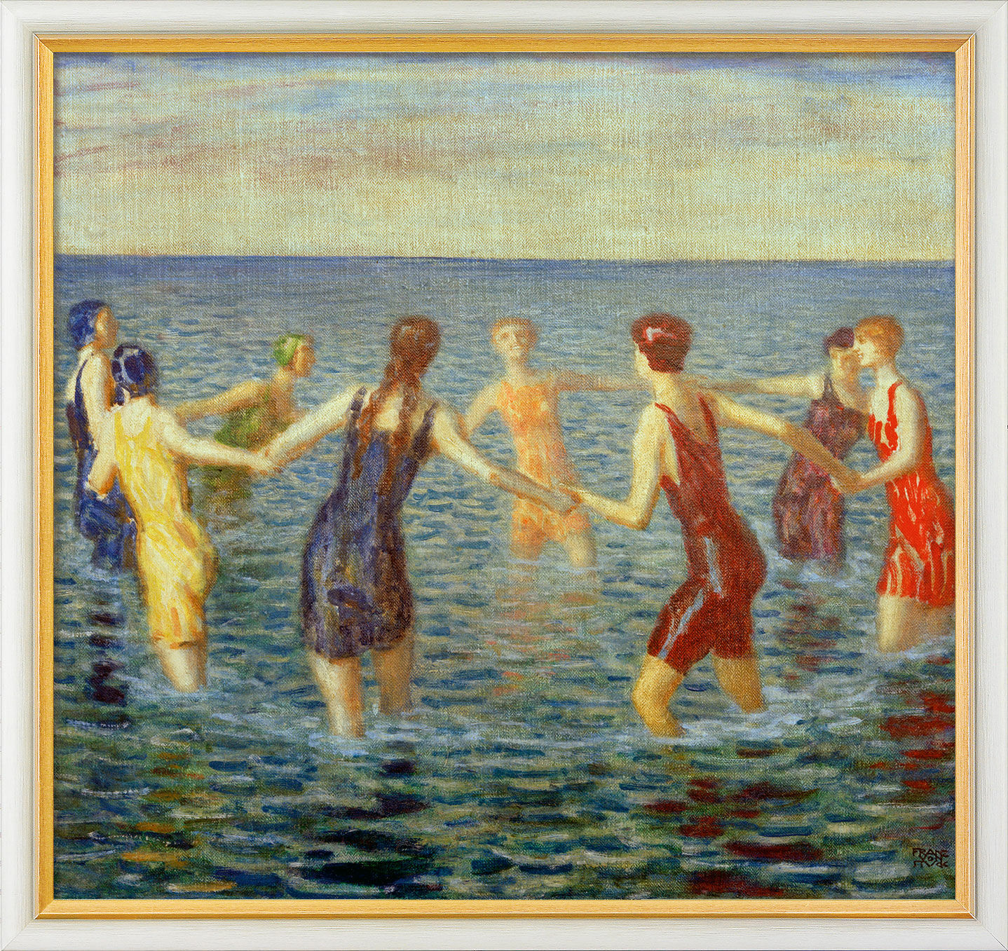 Picture "Bathing Women" (c. 1920), framed by Franz von Stuck