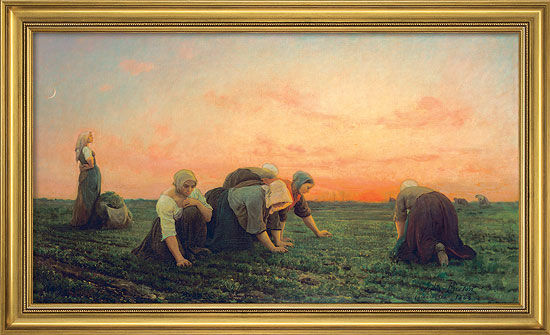 Picture "The Women Weeders" (1868), framed by Jules Breton