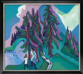 Picture "Woman with Child under Fir Trees" (1936), black and silver framed version