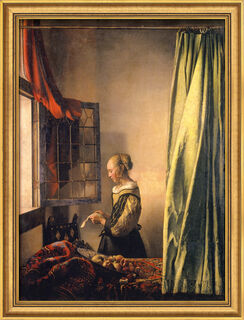 Picture "Girl Reading a Letter at an Open Window" (1658), framed