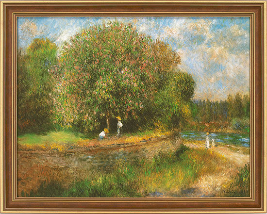 Bild "Blühender Kastanienbaum" (1881), gerahmt von Auguste Renoir