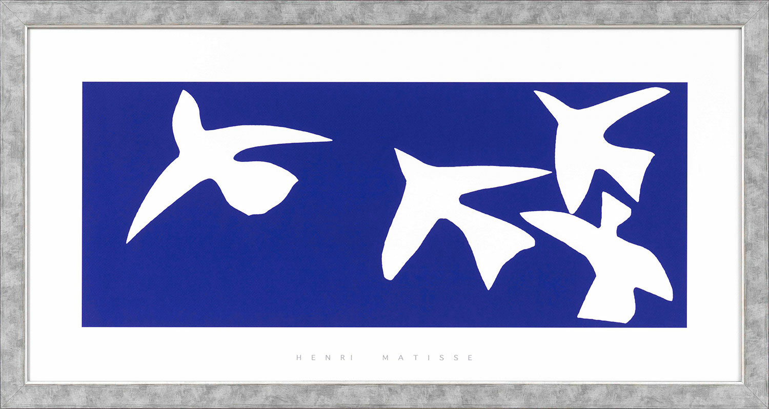 Billede "Les oiseaux", indrammet von Henri Matisse