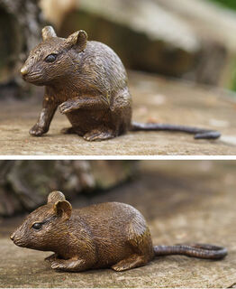 Set of 2 garden sculptures "Mice", bronze
