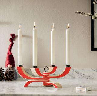 4-arm candle holder "Nordic Light" (flexible, without candles), red version by Design House Stockholm