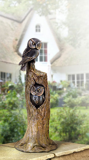 Garden sculpture "Owl Tree", bronze