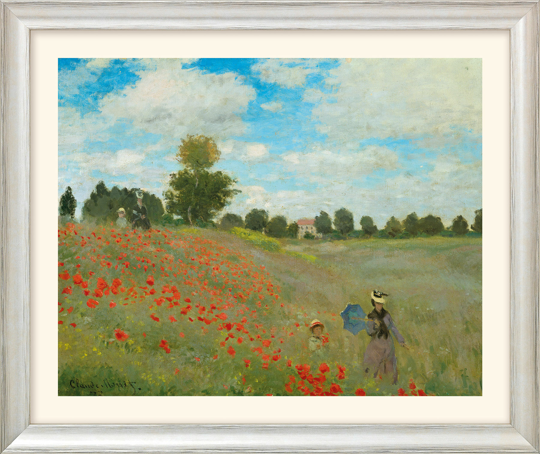Bild "Les coquelicots à Argenteuil (Das Mohnfeld bei Argenteuil)" (1873), Version silberfarben gerahmt von Claude Monet