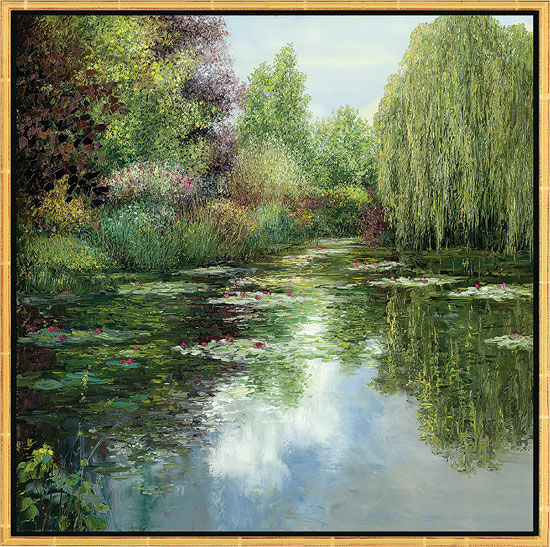 Tableau "L'étang avec pâturage", encadré von Jean-Claude Cubaynes
