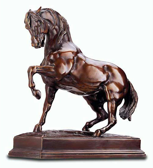 Sculpture "Stamping Horse", bonded bronze reduction by Antoine-Louis Barye
