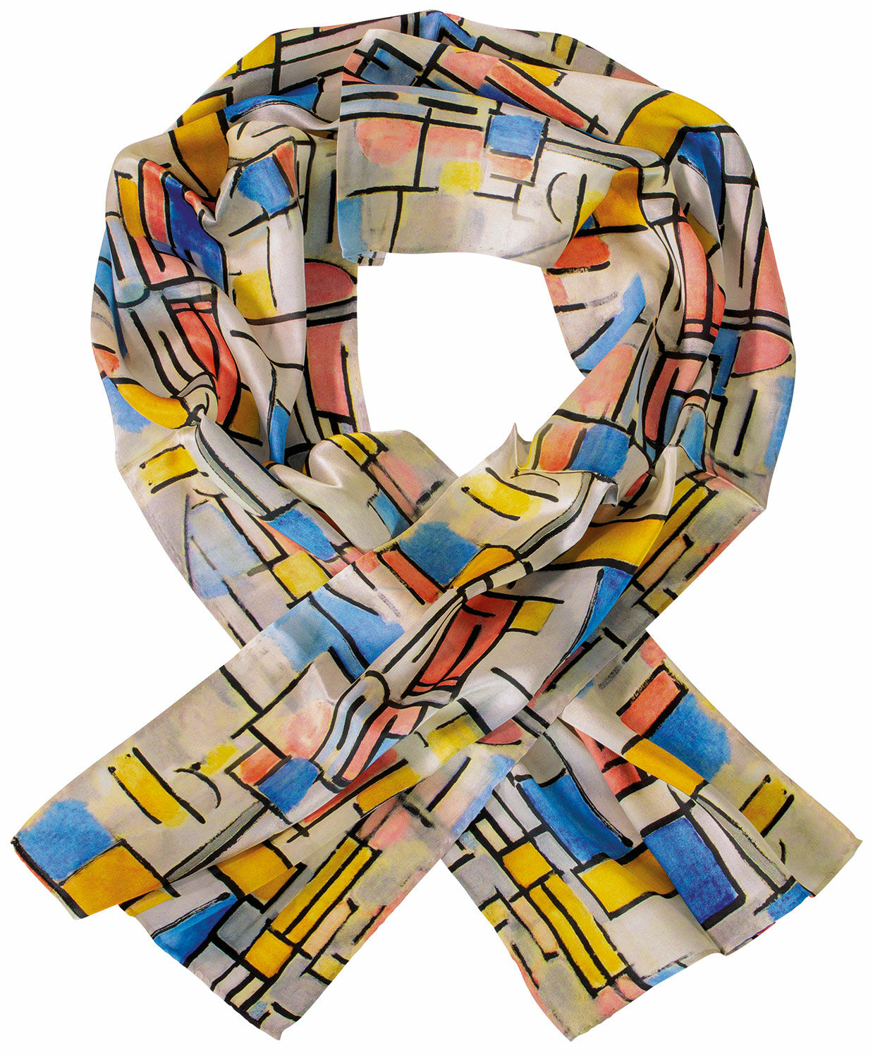 Zijden sjaal "Compositie in ovaal met kleurvlakken 1" von Piet Mondrian