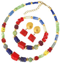 Parure "Passion" avec corail de culture central