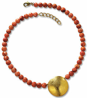 Necklace "Sun Disc" with cultured corals
