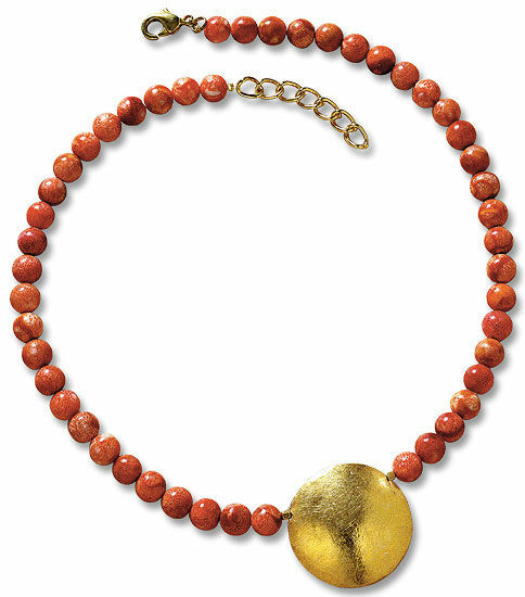 Necklace "Sun Disc" with cultured corals by Petra Waszak