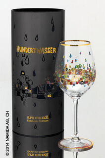 (PM XIX/2) Wine glass "BEAUTY IS A PANACEA - Gold - Red Wine" by Friedensreich Hundertwasser