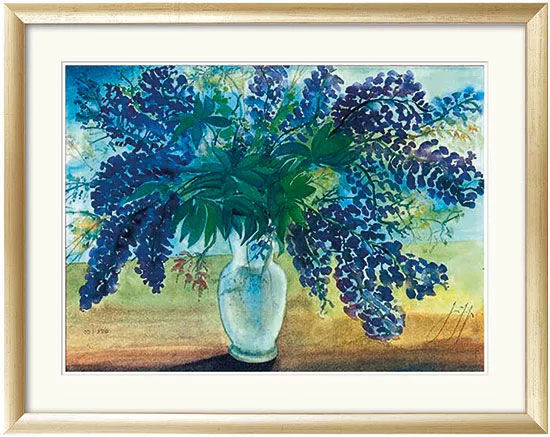 Bild "Blumenstrauß" (2001), gerahmt von Günter Grass
