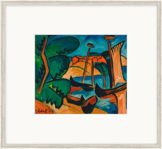 Tableau "Bateaux de pêche sur la lagune" (1913), encadré
