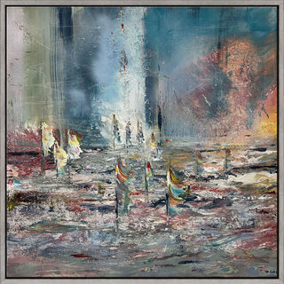 Billede »Sailing in Joy« (2023) (Original / Unikt eksemplar), indrammet