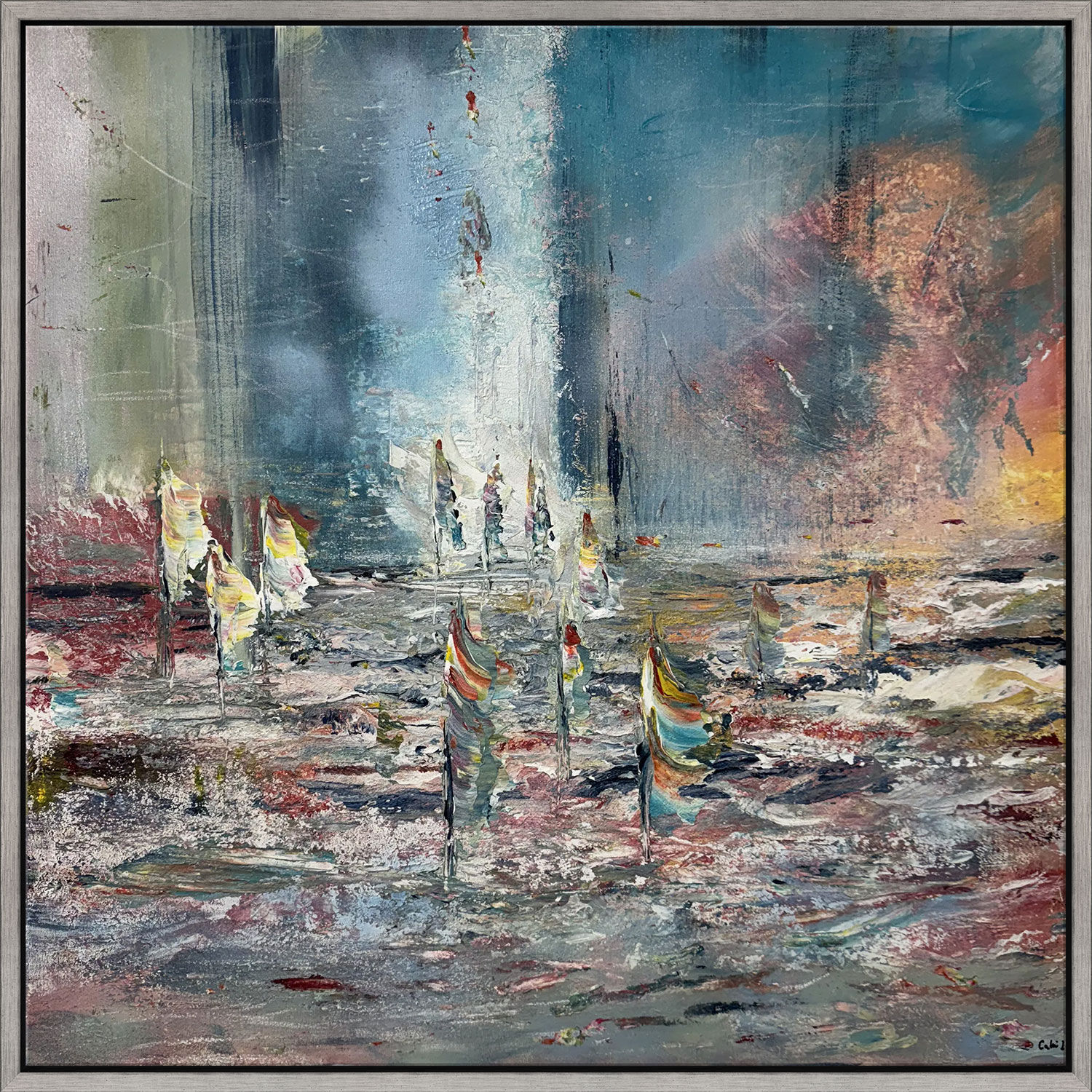 Billede »Sailing in Joy« (2023) (Original / Unikt eksemplar), indrammet af Carmen Lütkehaus