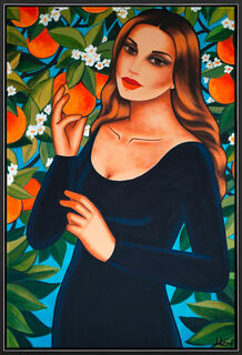Tableau "Orange Garden" (2022) (Original / Pièce unique), encadré von Ekaterina Moré