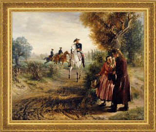 Bild "Die Bittschrift (Der Spazierritt)" (1849), gerahmt