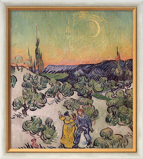 Picture "Landscape with Couple Walking and Crescent Moon" (1889), framed