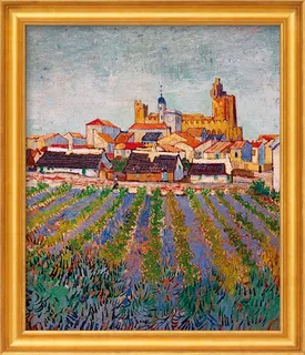 Bild "Blick auf Saintes-Maries-de-la-Mer" (1888), gerahmt von ...