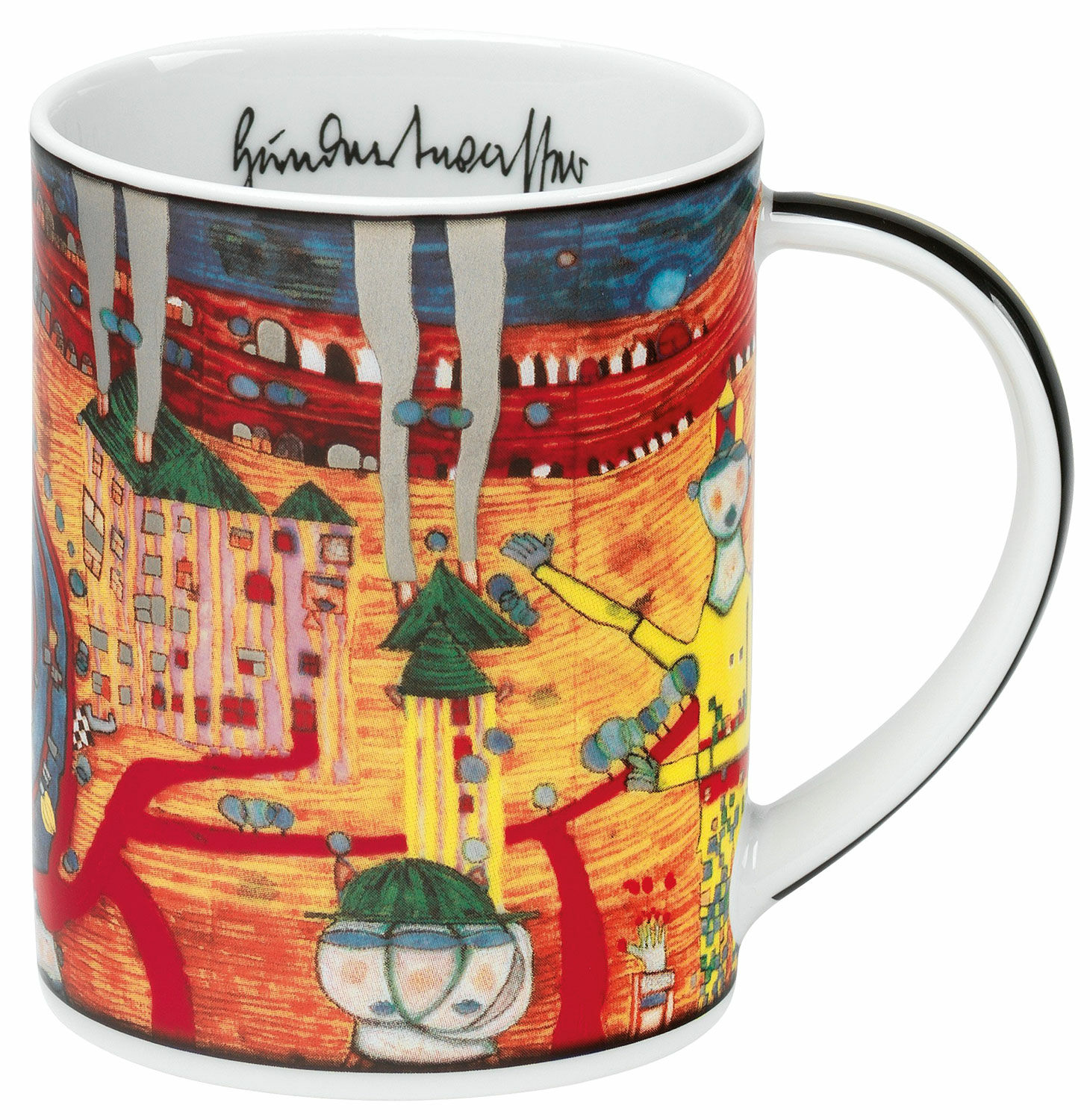 Magic mug "(936) The 30 days Fax Painting", porcelain by Friedensreich Hundertwasser
