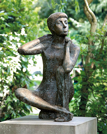 Garden sculpture "Sitting Boy" (without pedestal), bronze by Otto Sonnleitner