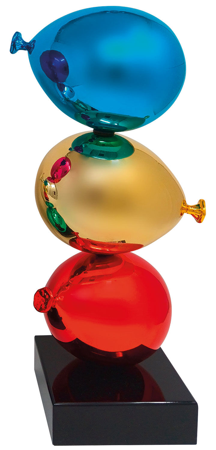 Rzeźba "Niebiesko-złoto-czerwone balony Zen" autorstwa Sequenze