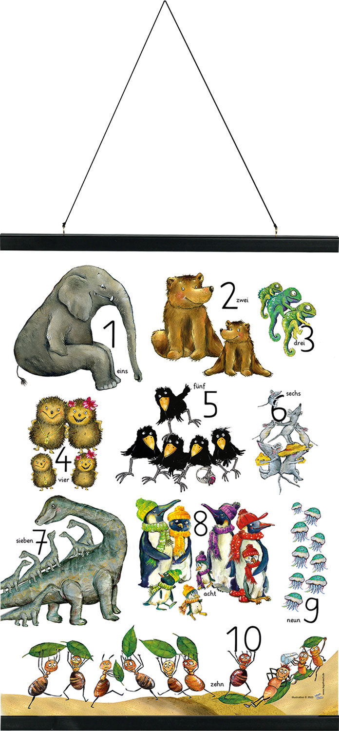 Poster incl. ophangbalk "Count With Us - Wonderfully Wild!" - Ontwerp Claudia Stöckl van Logofrosch