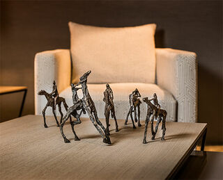 Set of 5 equestrian sculptures "To Ride", bronze by Ann Vrielinck