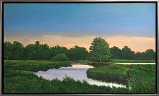 Picture "Evening in the Marsh" (2021) (Original / Unique piece), framed