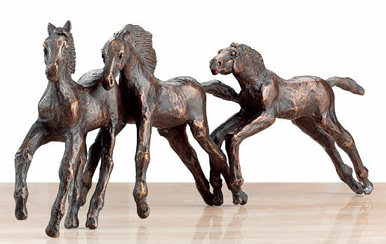 Sculptural group "Three Foals in Spring", bronze by Kurt Arentz