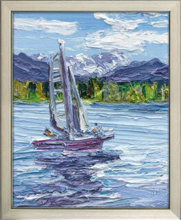 Picture "Boat on Lake Starnberg", framed