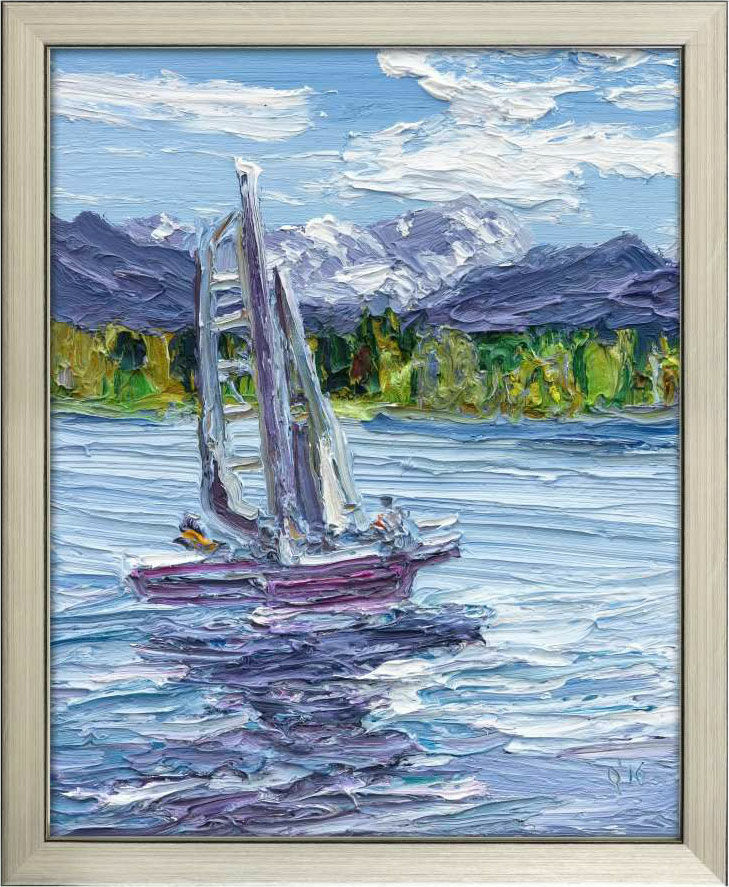 Picture "Boat on Lake Starnberg", framed by Ben Kamili