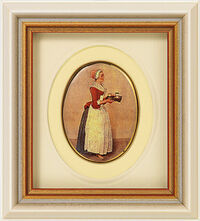 Miniature porcelænsbillede "Chokoladepigen" (1743-45), indrammet