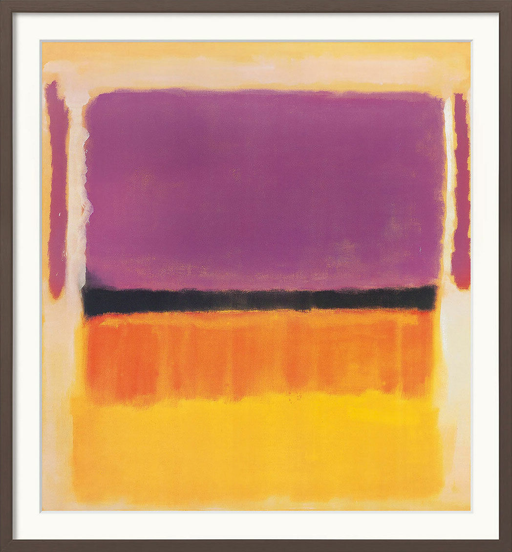 Tableau "Untitled (Violet, Black, Orange, Yellow on White and Red)" (1949), version encadrée marron foncé von Mark Rothko
