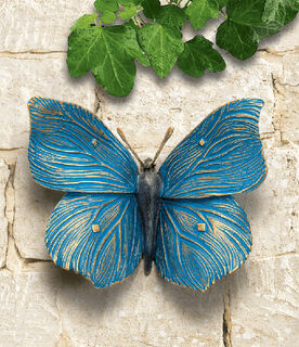 Gartenobjekt / Wandskulptur "Schmetterling blau", Bronze