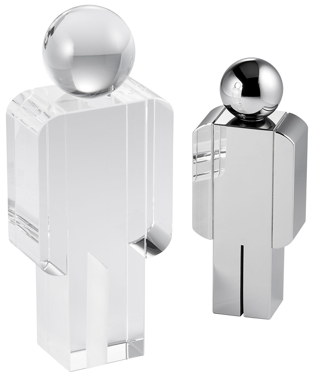 2-piece bookend "Jonas and Jan", stainless steel/crystal glass by Philippi