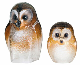 Set of 2 glass objects "Owl Brown"