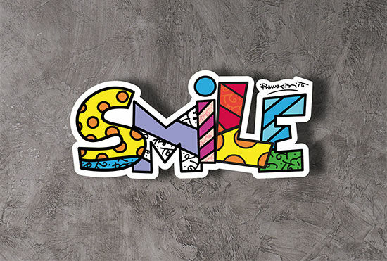 Panneau d'art / objet mural "Smile" (sourire) von Romero Britto