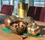 Garden object with bowl "Hazelnuts", bronze