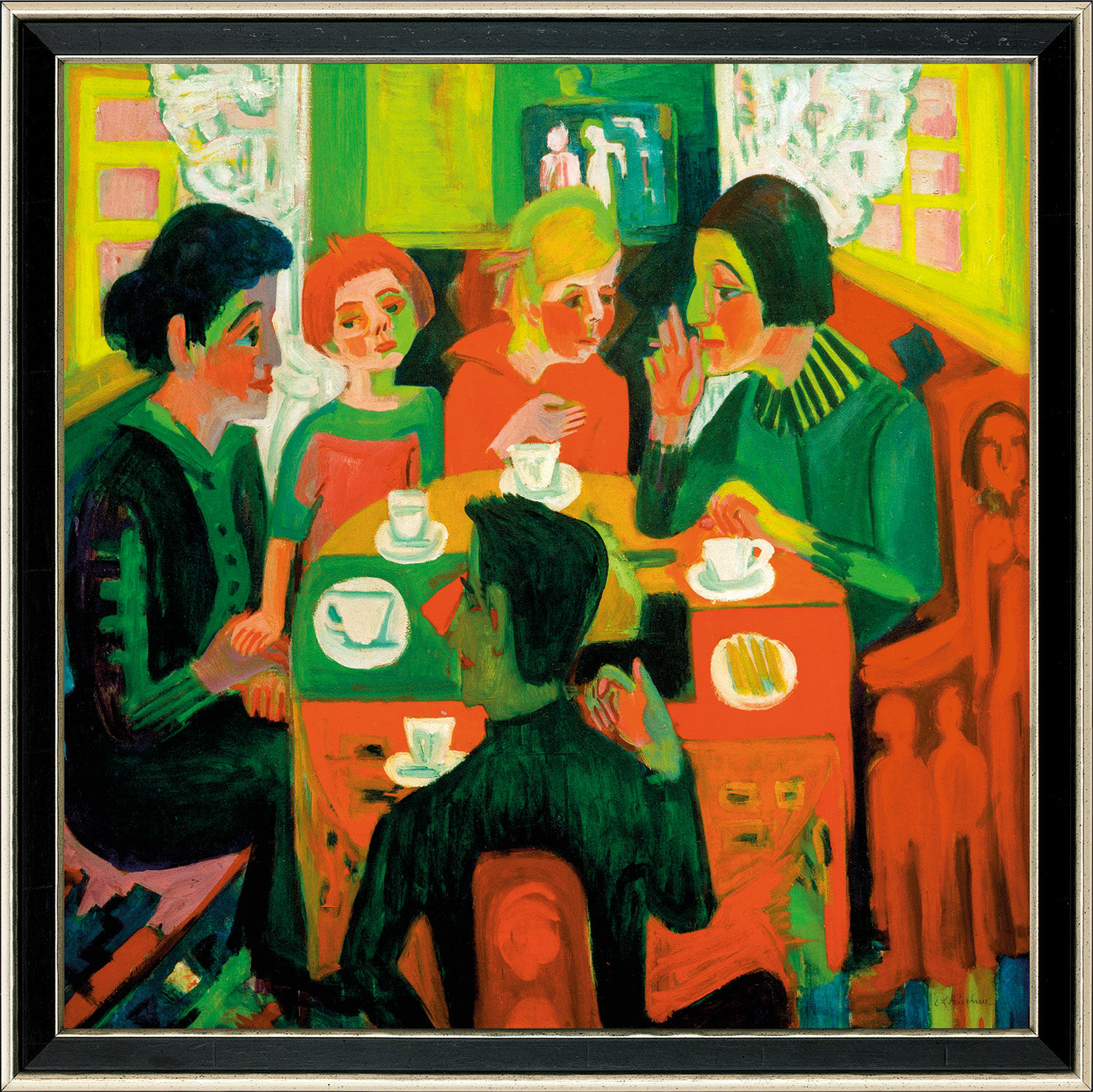 Tableau "Table à café" (1923), encadré von Ernst Ludwig Kirchner