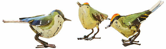 Metal birds, set of 3