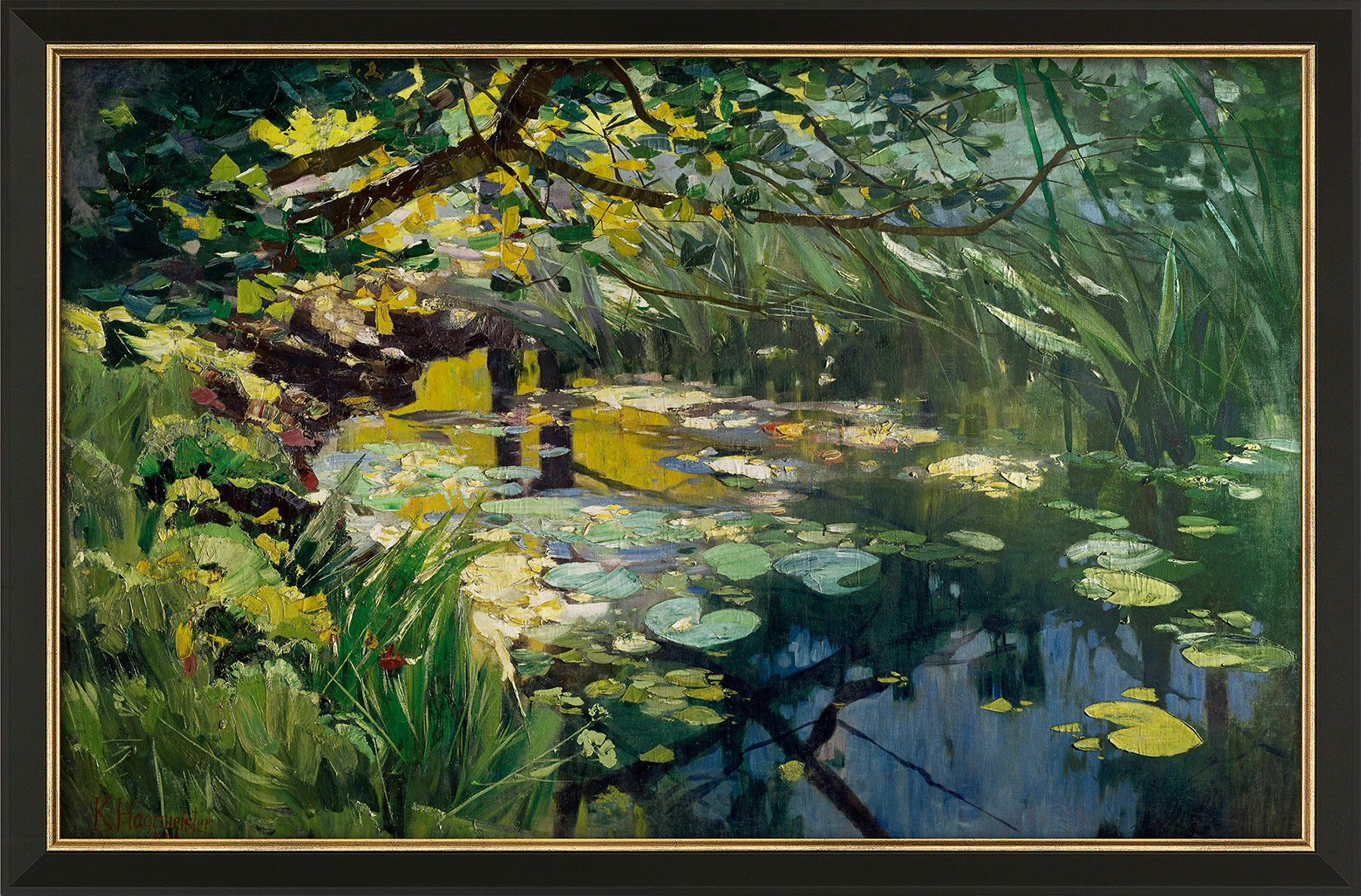 Picture "Pond in the County of Mark" (1902), framed by Karl Hagemeister