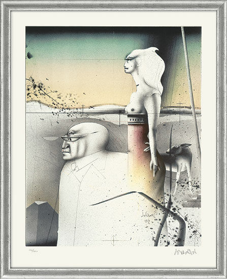 Picture "Couple with Dog" - from the series "Lithographs II", framed by Paul Wunderlich