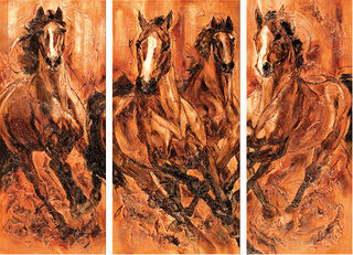 Triptychon "Aufbruch", auf Keilrahmen von Kerstin Tschech