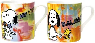 2 Becher mit Künstlermotiven "LOVE OF MY LIFE - FLOWERS" & "BE IN BALANCE" im Set, Porzellan