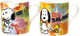 Lot de 2 tasses ornées des motifs de l'artiste « LOVE OF MY LIFE - FLOWERS » et « BE IN BALANCE », en porcelaine de Michael Pfannschmidt