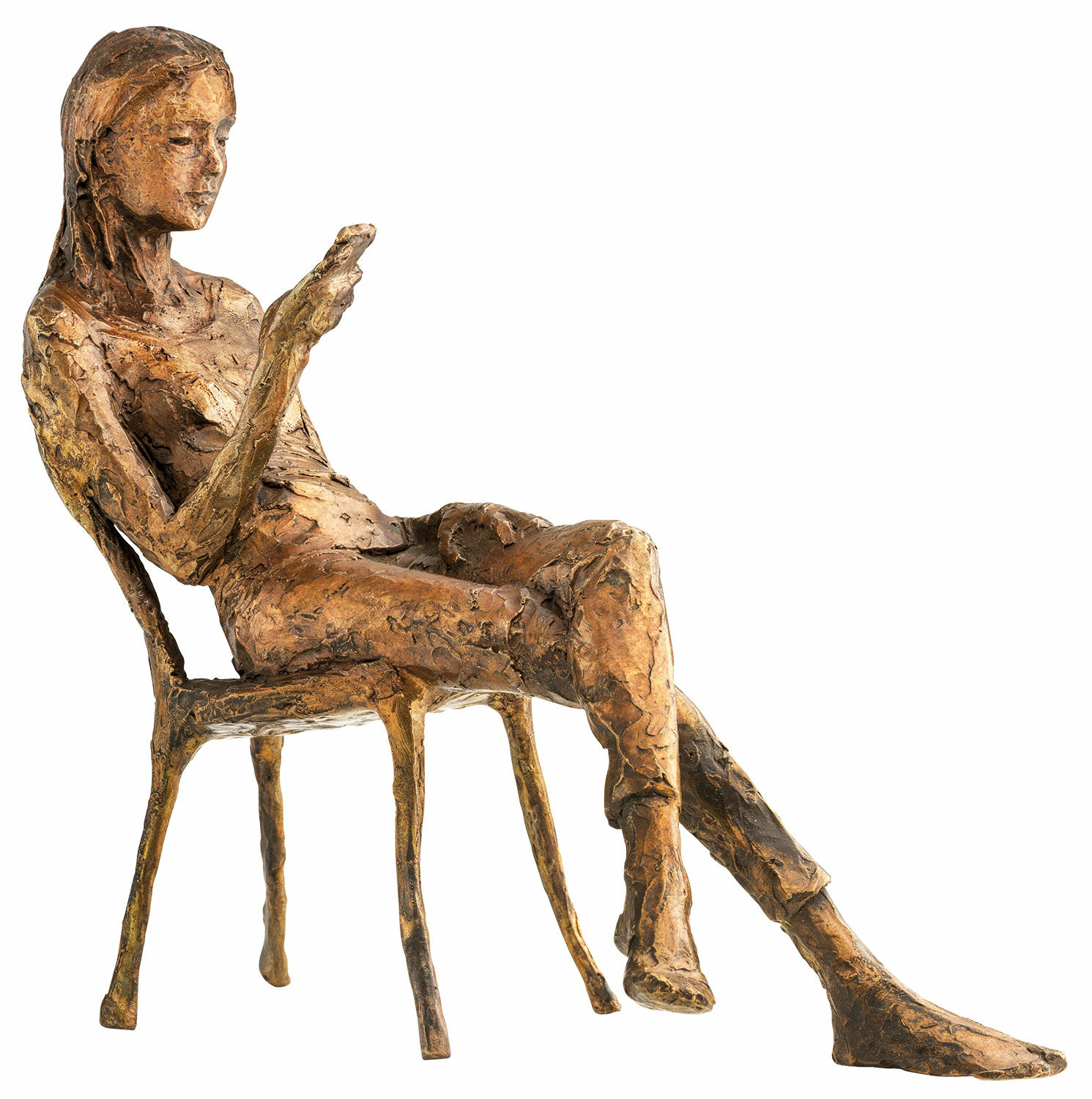 Skulptur "In Gedanken an Dich", Version Bronze goldfarben von Valerie Otte